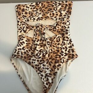 Strapless aerie cheetah bathing suit